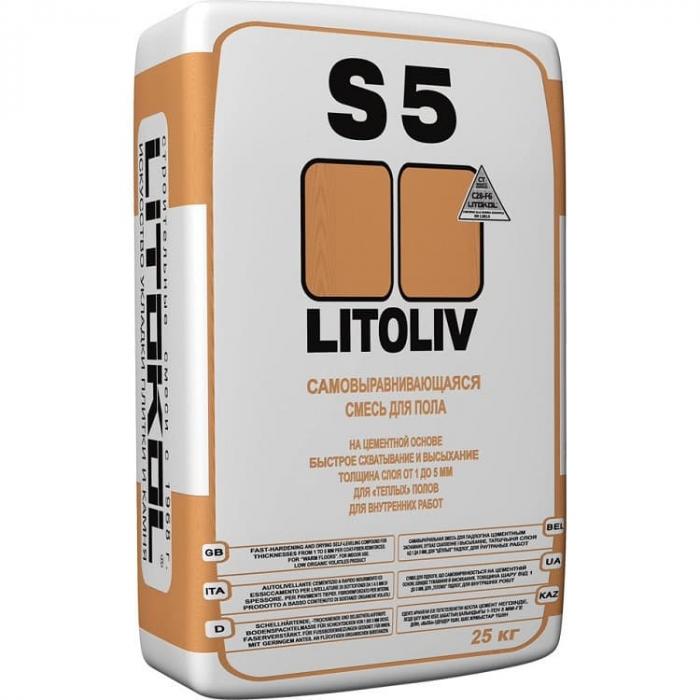 Смесь для пола самовыравнивающаяся Litokol LitoLiv S5 25 кг высокопрочный, быстротвердеющий
