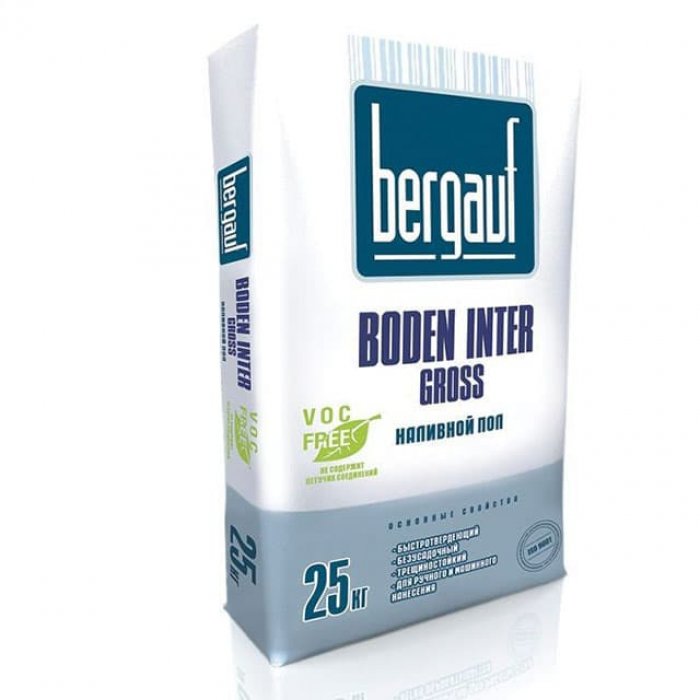 Смесь для полов минеральное вяжущее Bergauf Boden Inter Gross светло-серый 20кг