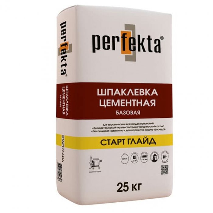 Шпаклевка цементная Perfekta Старт Глайд белый 25кг