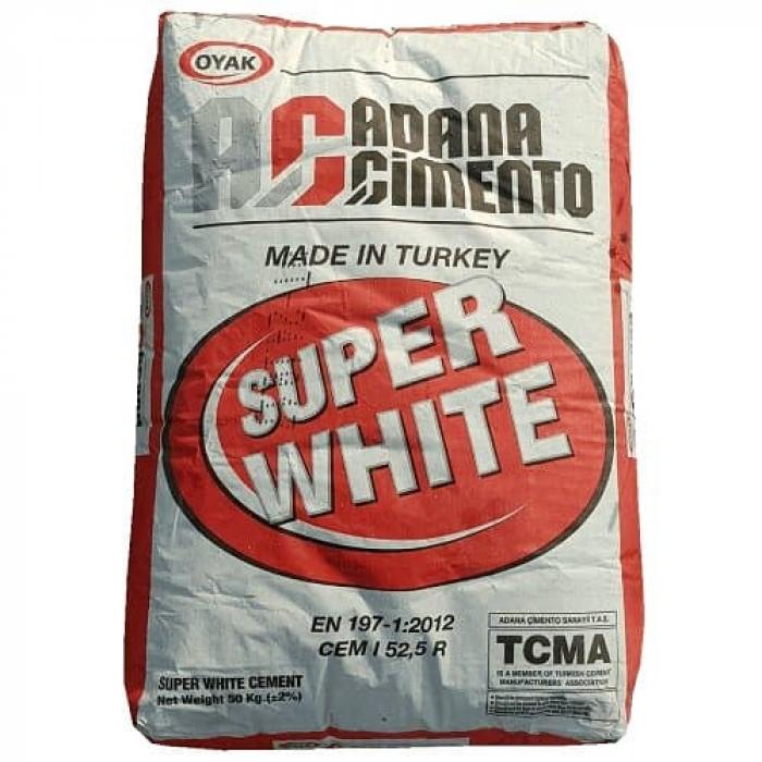Белый цемент (CEM I 52,5 R), мешок 50 кг, Adana