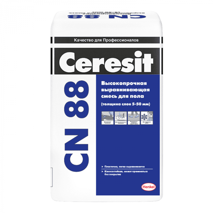 Смесь для пола выравнивающая Ceresit CN 88 высокопрочная под плитку 25 кг