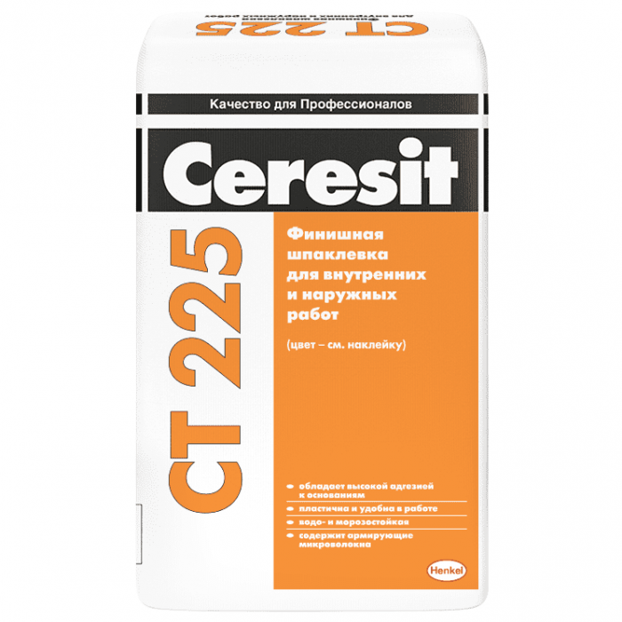 Шпатлевка финишная цементная Ceresit CT 225 белая цементная 25 кг