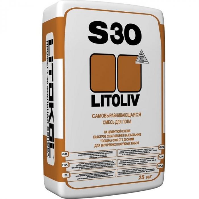 Смесь для пола самовыравнивающаяся Litokol Litoliv S30 бетон 25 кг высокопрочный