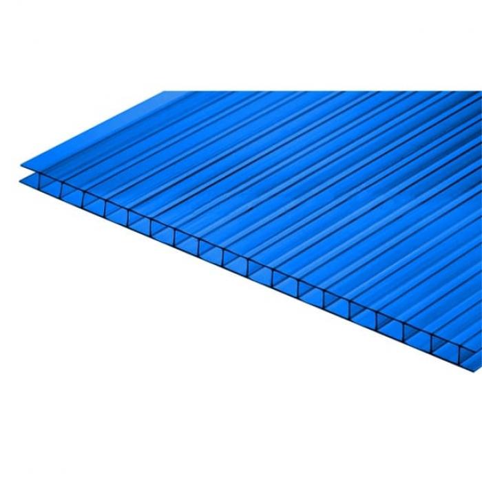 Сотовый поликарбонат 8 мм 2100х6000 мм (6 м) синий Поликарбо престиж (стандарт)