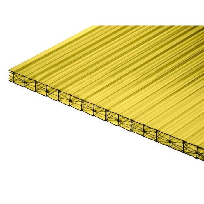 Сотовый поликарбонат 32 мм 2100х12000 мм (12 м) желтый Borrex